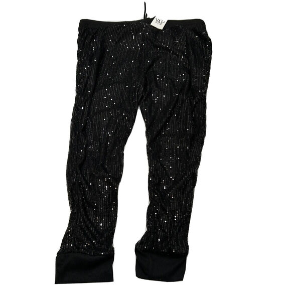 Nikki Lund Womens Size 2X Black Full Sequin Drawstring Pull On Pants Joggers NWT - Picture 2 of 12